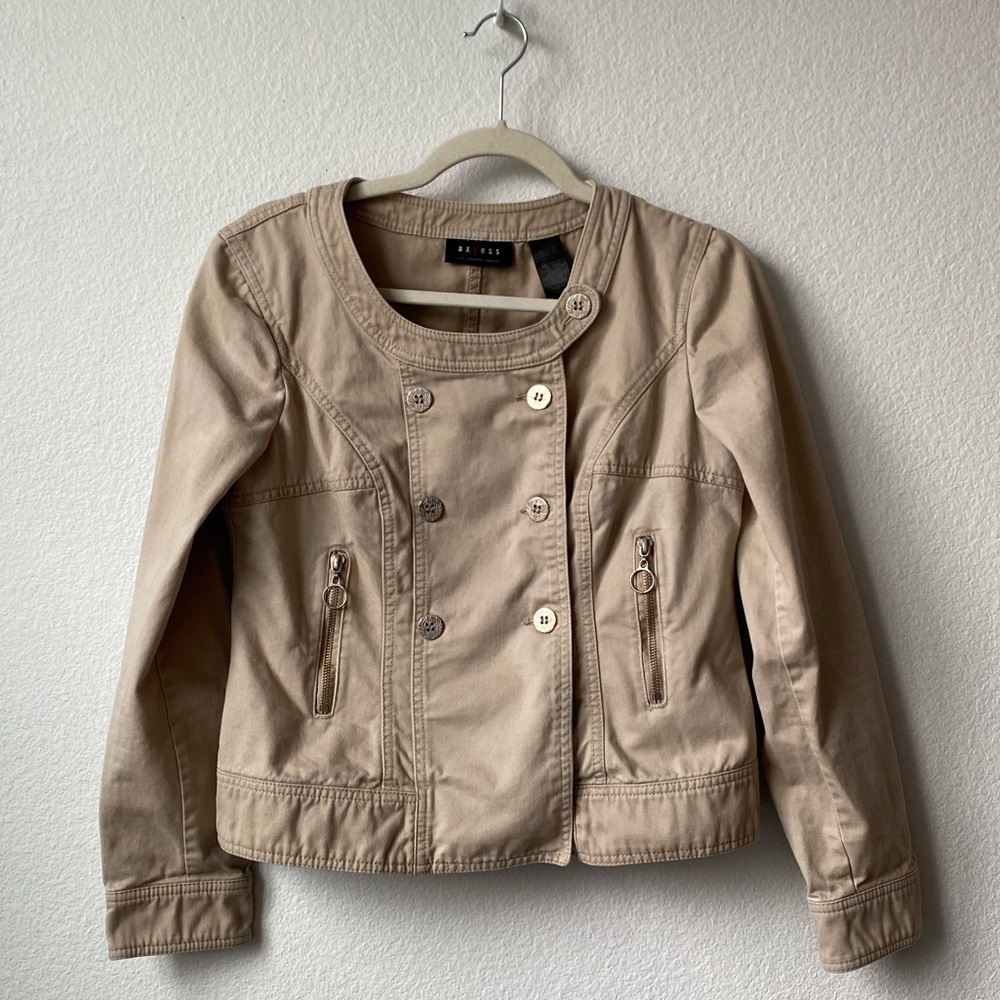 Liz Claiborne Cropped Khaki Military Jacket